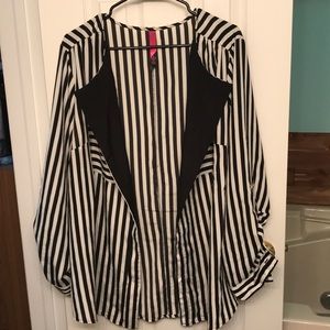 Black and white striped blouse